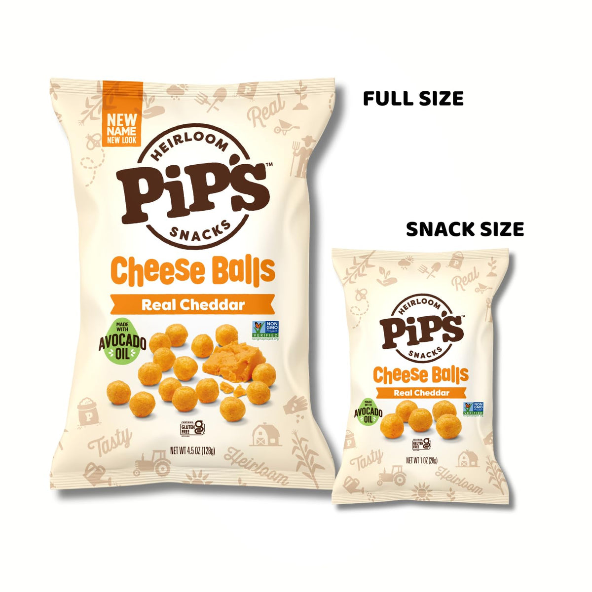 Pipcorn Heirloom Cheddar Cheese Balls – 24 Pack (Baked, Gluten Free, Non-GMO)