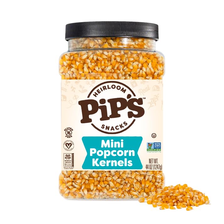 Pip's Heirloom Snack Mini Popcorn Kernels – 44 oz Jar | Non-GMO, Vegan, Gluten Free