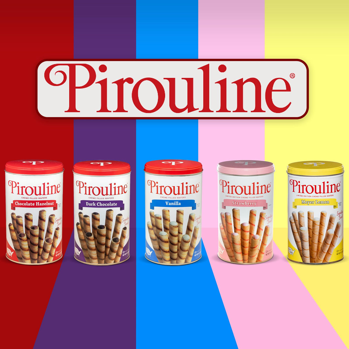 Pirouline Dark Chocolate Crème Wafers – 14oz Tin (3-Pack) with Serving Tongs