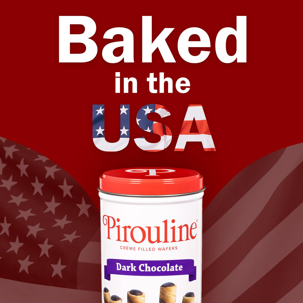 Pirouline Dark Chocolate Crème Wafers – 14oz Tin (3-Pack) with Serving Tongs