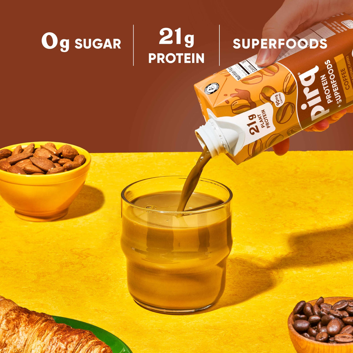 Pirq 21g Dairy-Free Protein Shake – 25 Superfoods, 0g Sugar, Coffee Flavor
