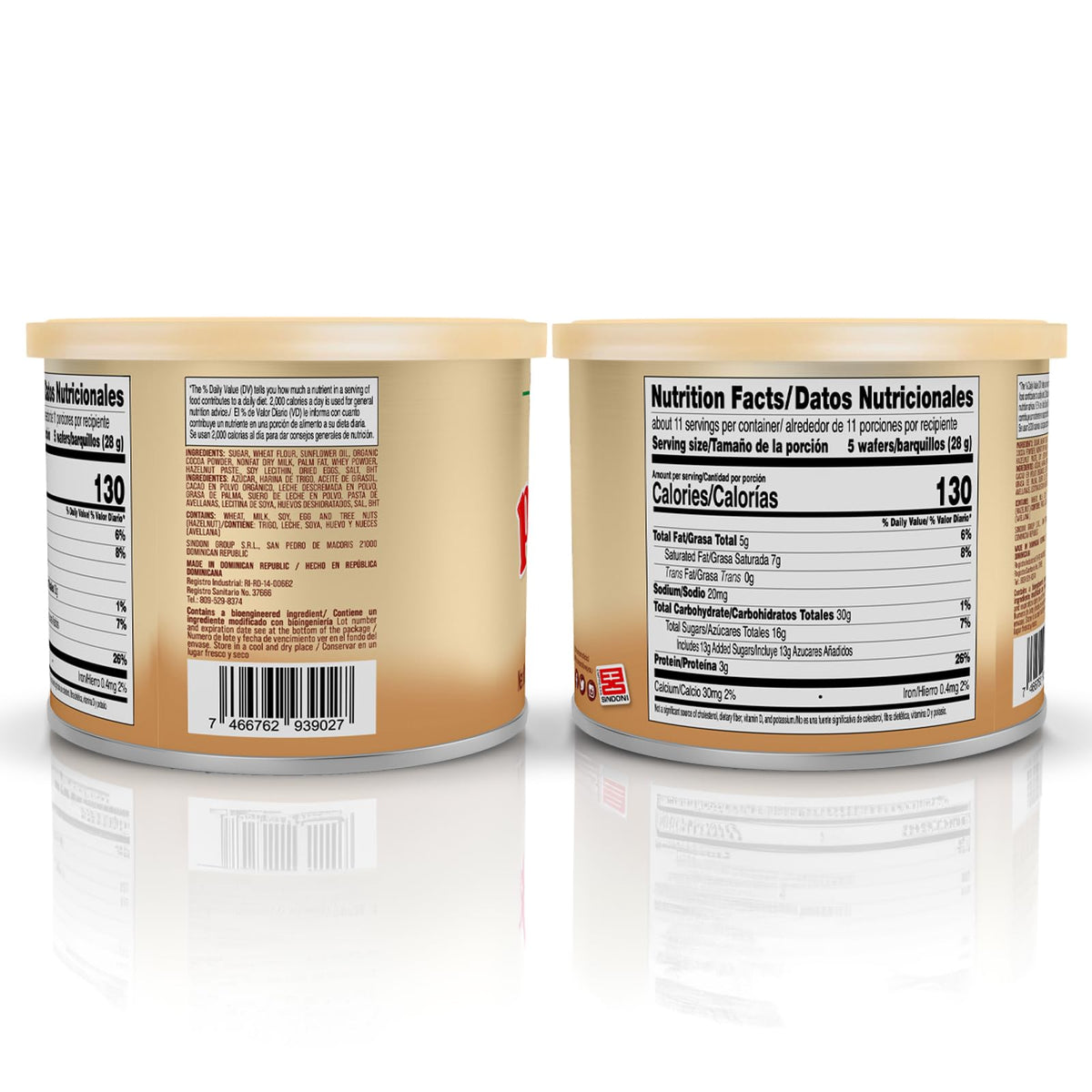 Pirucream Rolled Wafers with Chocolate Hazelnut — Organic 100% Cocoa, No Trans Fat, Palm Oil Free, 3-Pack Tin (300 g each)