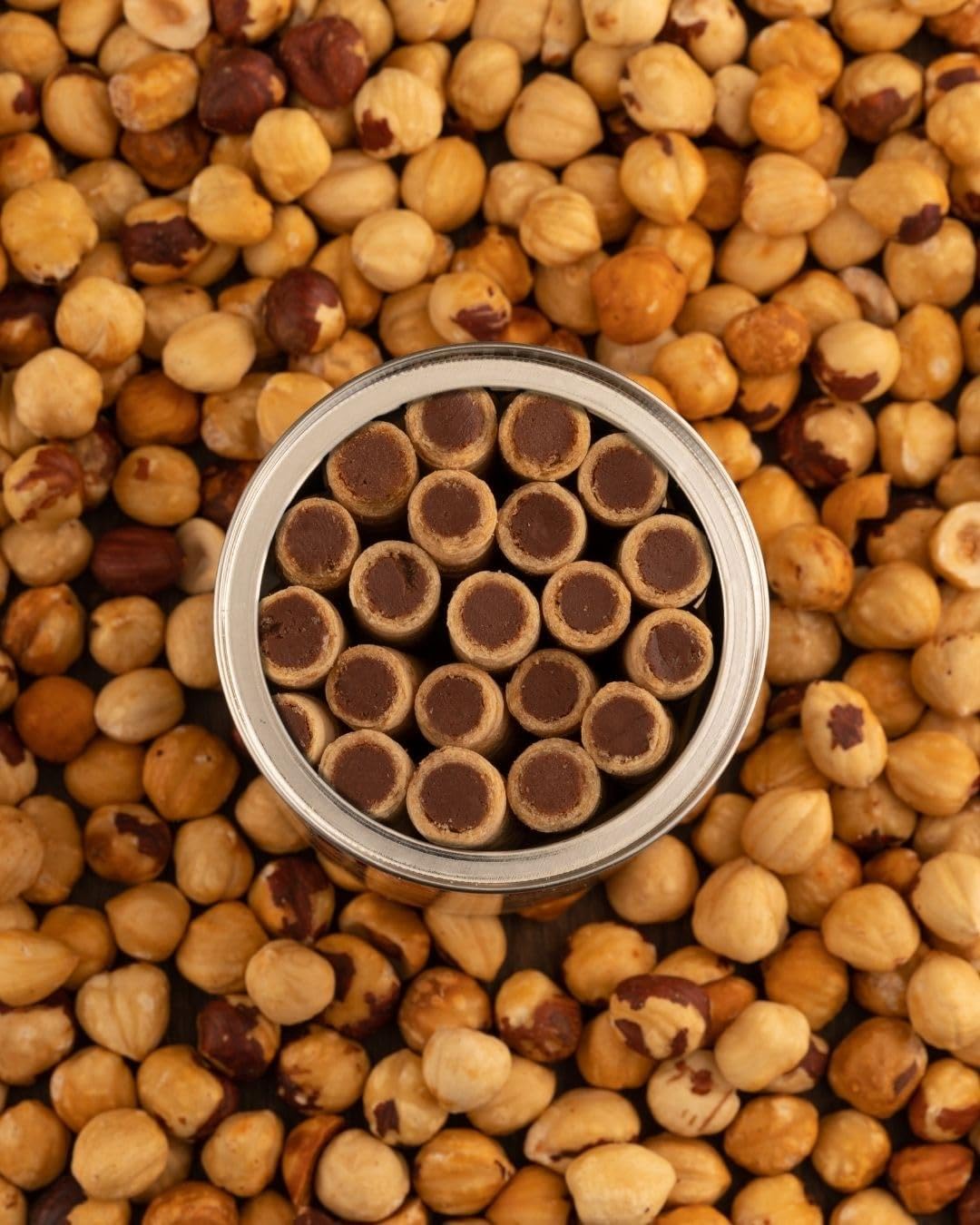 Pirucream Rolled Wafers with Chocolate Hazelnut — Organic 100% Cocoa, No Trans Fat, Palm Oil Free, 3-Pack Tin (300 g each)
