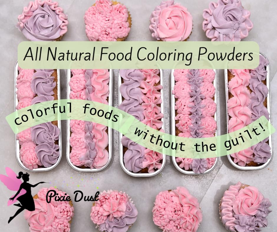 Pixie Dust All-Natural Pastel Food Coloring Powders – Pink, Purple, Blue & Green | Dye-Free, Plant-Based, Flavorless, Kosher