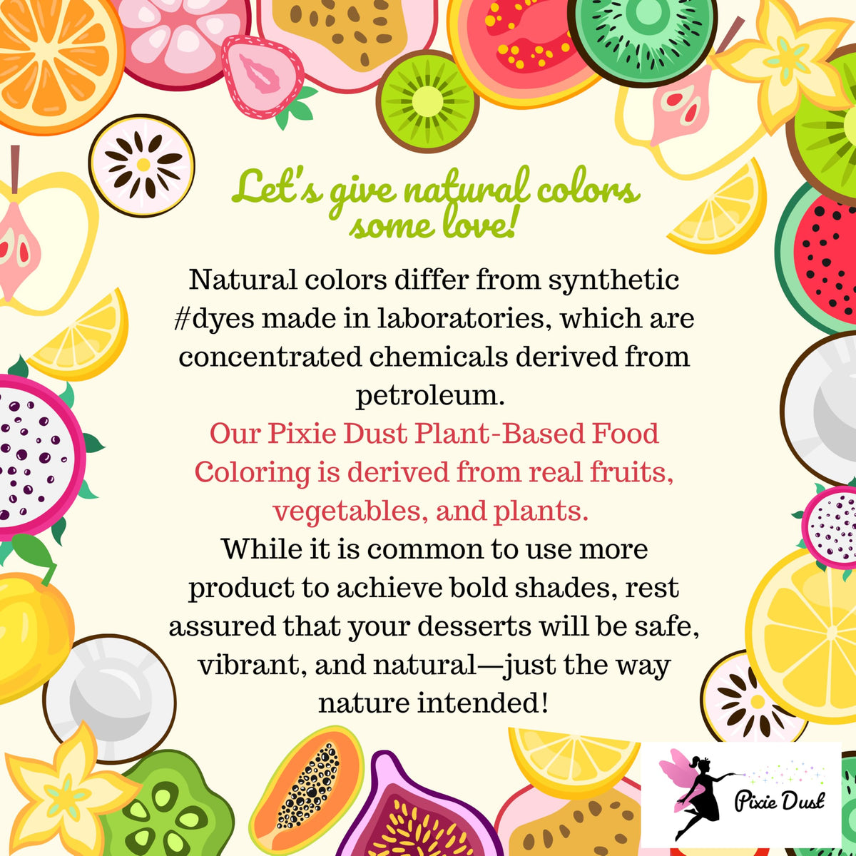 Pixie Dust All-Natural Pastel Food Coloring Powders – Pink, Purple, Blue & Green | Dye-Free, Plant-Based, Flavorless, Kosher