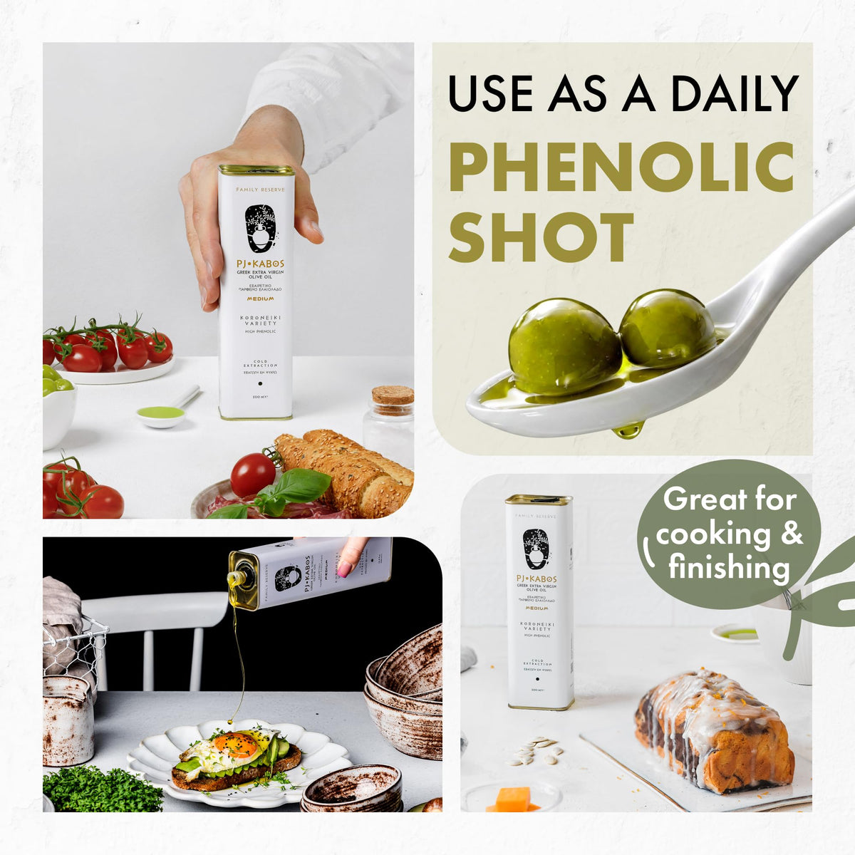 P.J. KABOS Fresh 2025/26 Harvest Greek EVOO – High Phenolic, Koroneiki, 16.9 oz Tin