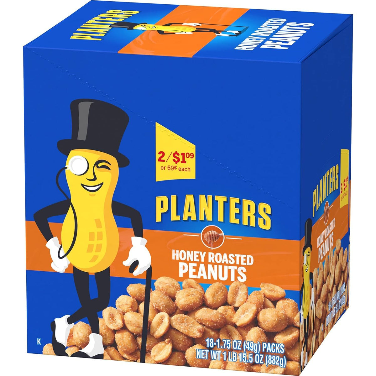 Planters Honey Roasted Peanuts, 36 Pack — 1.75 oz Tubes | Kosher, USA-Grown