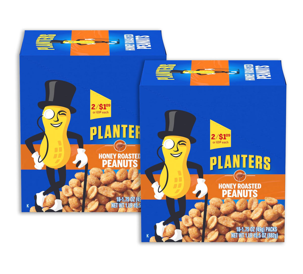 Planters Honey Roasted Peanuts, 36 Pack — 1.75 oz Tubes | Kosher, USA-Grown