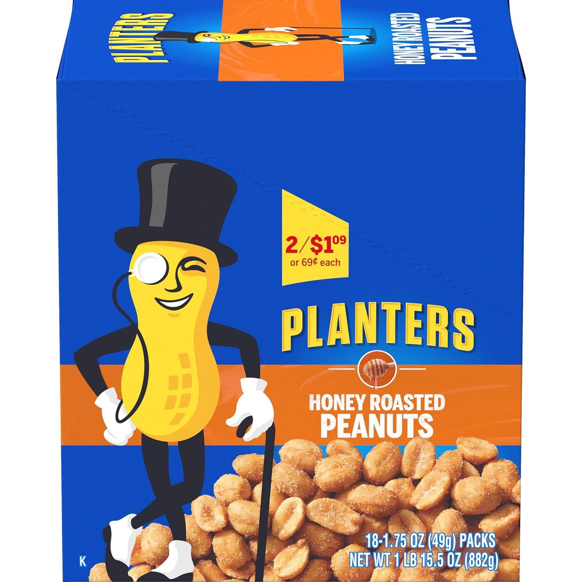 Planters Honey Roasted Peanuts, 36 Pack — 1.75 oz Tubes | Kosher, USA-Grown