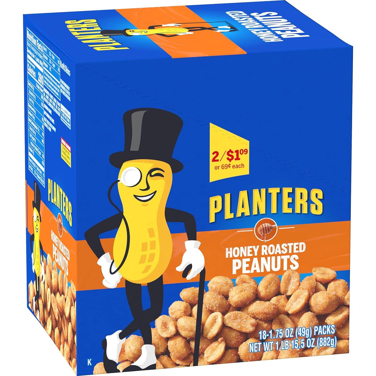 Planters Honey Roasted Peanuts, 36 Pack — 1.75 oz Tubes | Kosher, USA-Grown