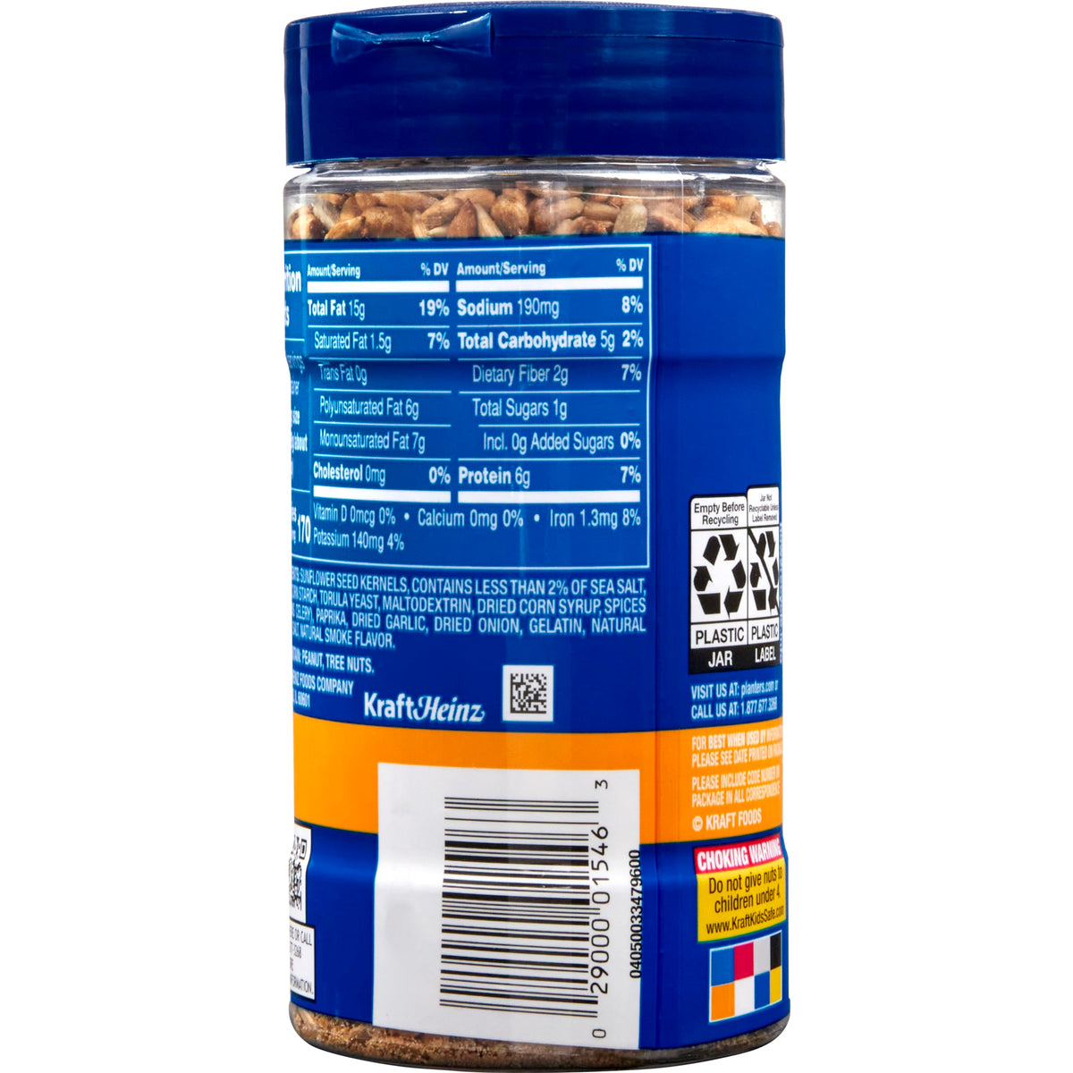 PLANTERS Pop & Pour Sunflower Kernels – 5.85 oz Jar, Pack of 12 | Portable Snack