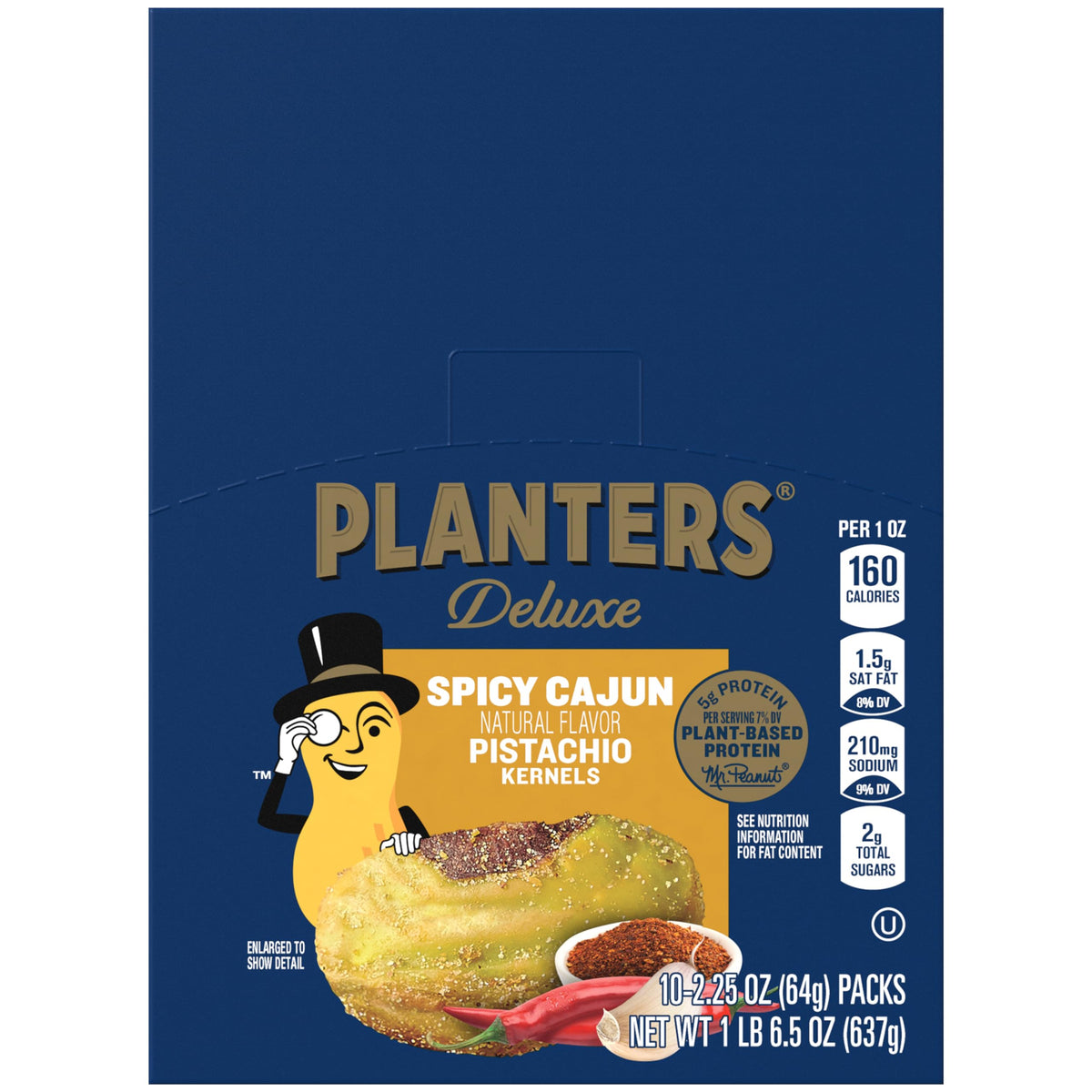 PLANTERS Spicy Cajun Pistachio Kernels – 2.25 oz Pack of 10
