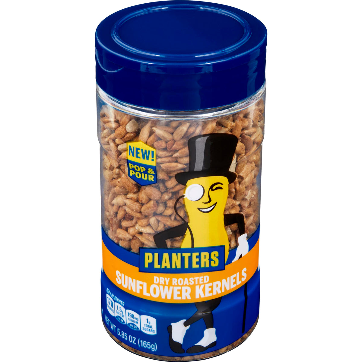 PLANTERS Pop & Pour Sunflower Kernels – 5.85 oz Jar, Pack of 12 | Portable Snack