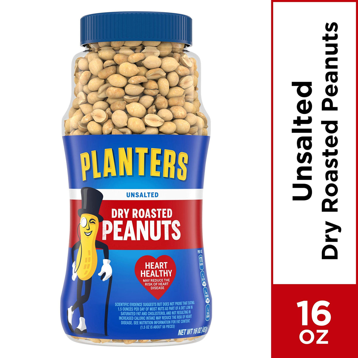 Planters Unsalted Dry Roasted Peanuts - 16 oz (4 Pack)