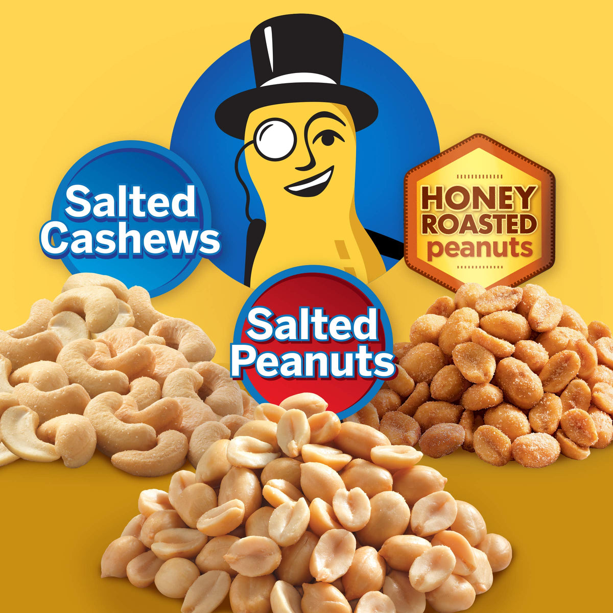 PLANTERS Variety Pack – Salted Cashews, Salted Peanuts & Honey Roasted Peanuts (36 Count)