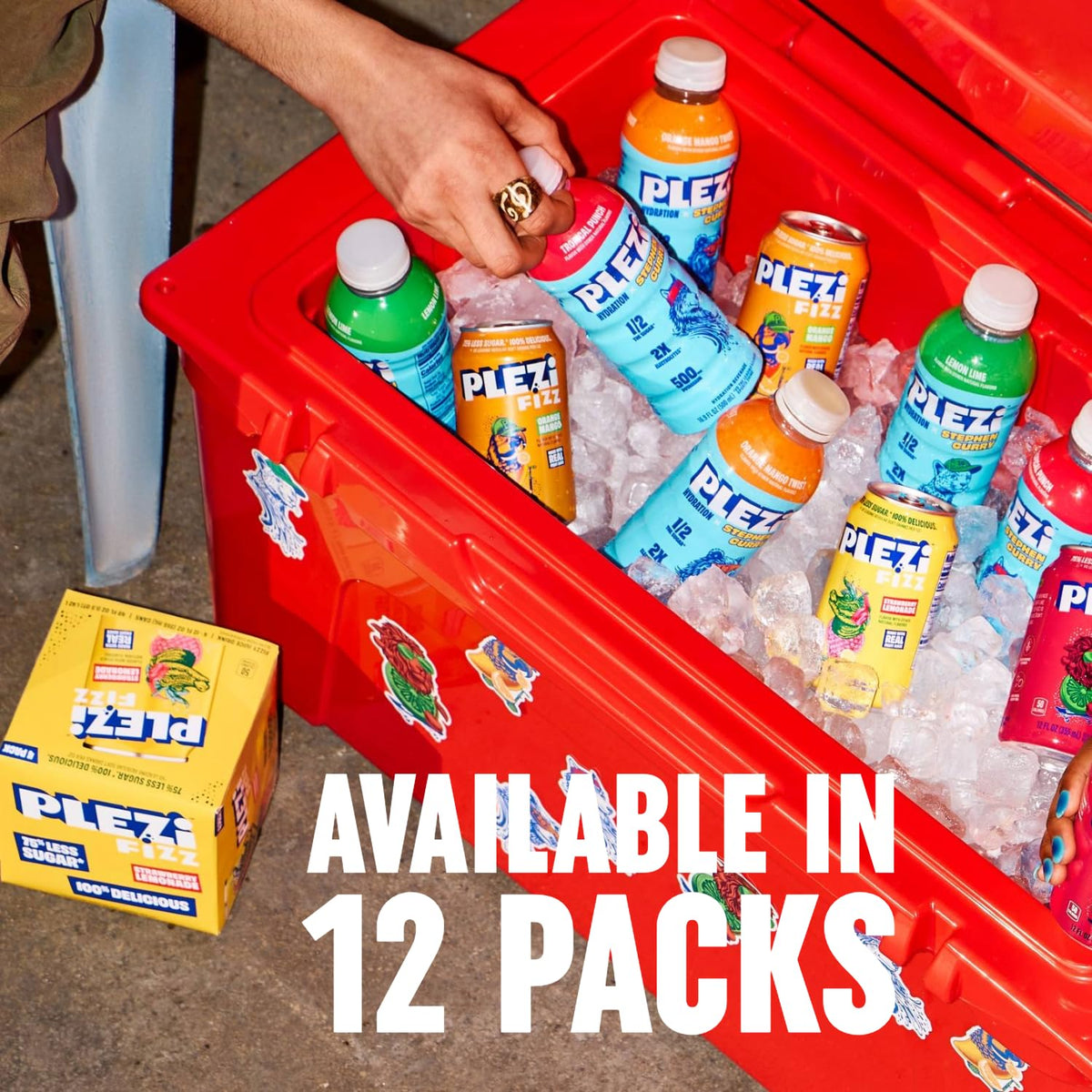 PLEZi FiZZ Strawberry Lemonade Sparkling Juice – Real Fruit, Low Sugar, 3g Fiber, 12 Pack