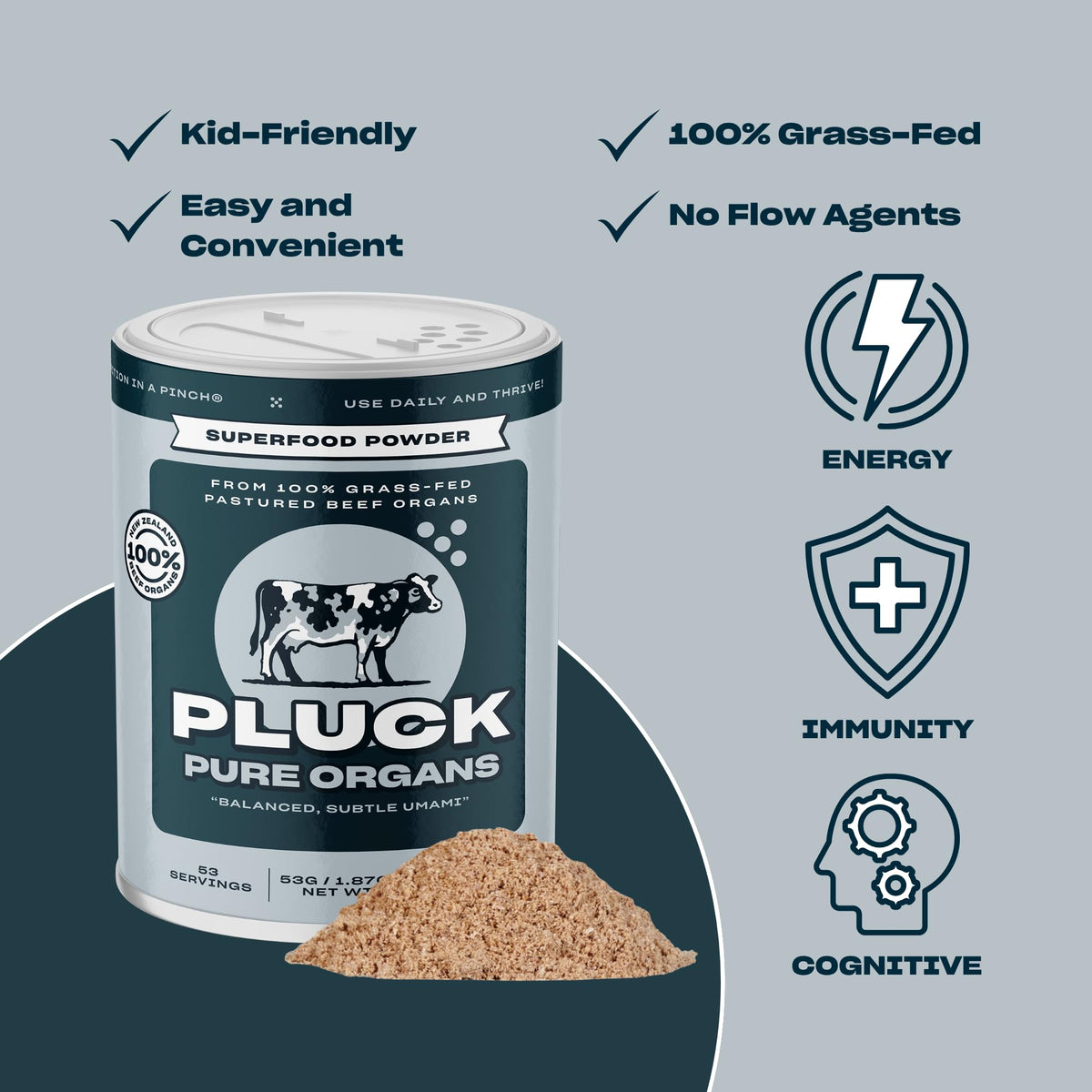 Pluck Pure Beef Organs Powder – 100% Grass-Fed Liver, Kidney, Heart, Spleen & Pancreas | 53 Servings | As Seen on ABC’s Shark Tank