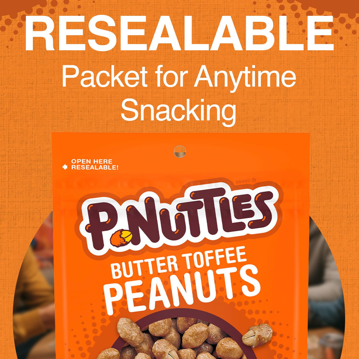 P-Nuttles Butter Toffee Covered Peanuts – 5.25 oz Resealable Bag (Pack of 6) | Sweet & Salty Kosher Snack
