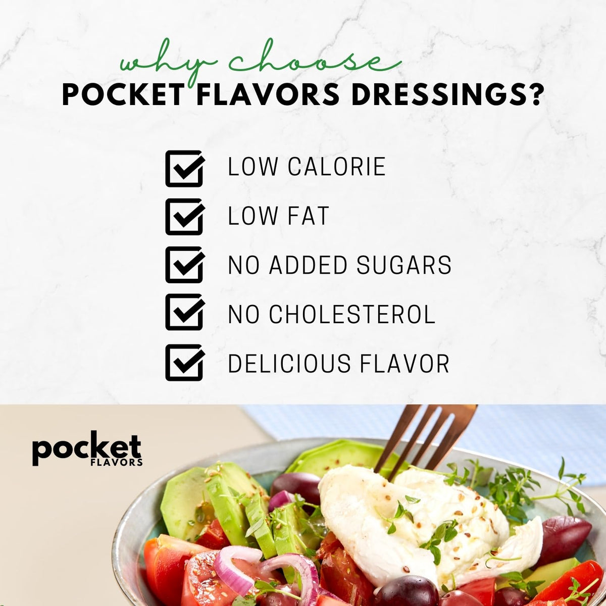 Pocket Flavors Keto Salad Dressings – 32 Low Calorie, Low Fat Ready-to-Serve Pouches