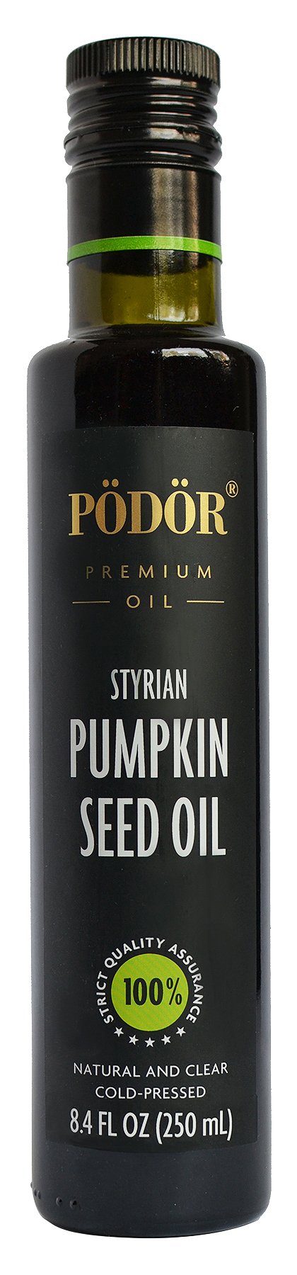 PÖDÖR Premium Styrian Pumpkin Seed Oil – Cold-Pressed, 8.4 oz in Glass Bottle
