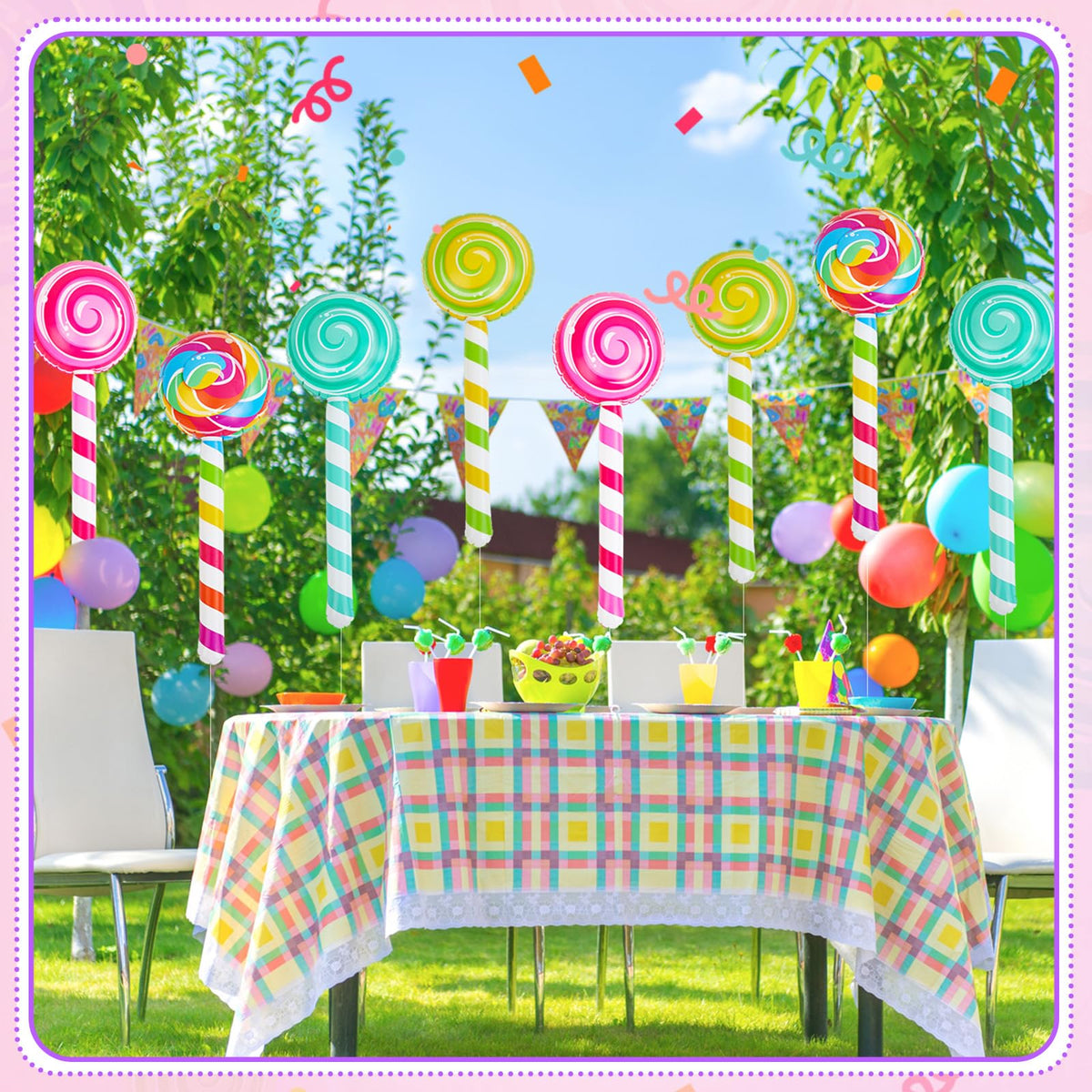 Poen 8 Pcs Large Inflatable Lollipops – 29.53-Inch Giant Candy Props for Themed Parties