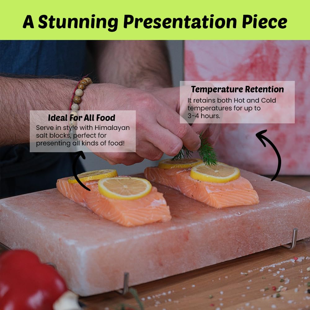 POHS Himalayan Salt Block Plate 12x8x1.5 — Grilling, Serving & Gift-Ready