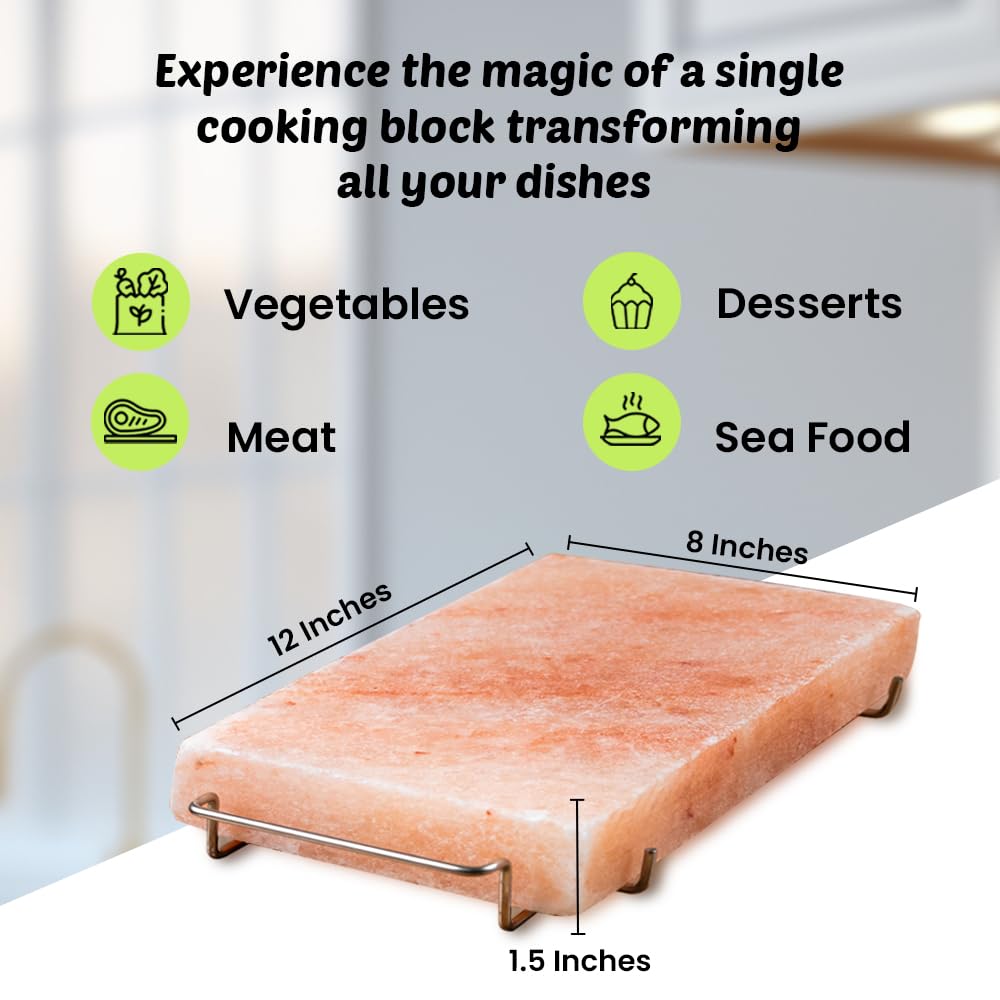 POHS Himalayan Salt Block Plate 12x8x1.5 — Grilling, Serving & Gift-Ready