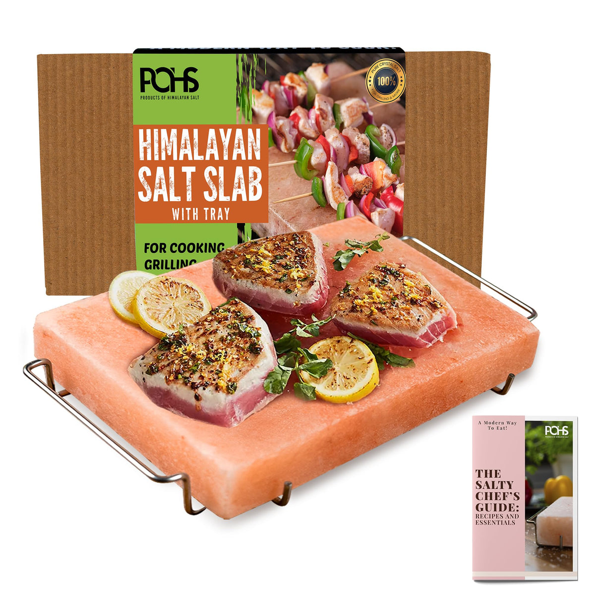 POHS Himalayan Salt Block Plate 12x8x1.5 — Grilling, Serving & Gift-Ready