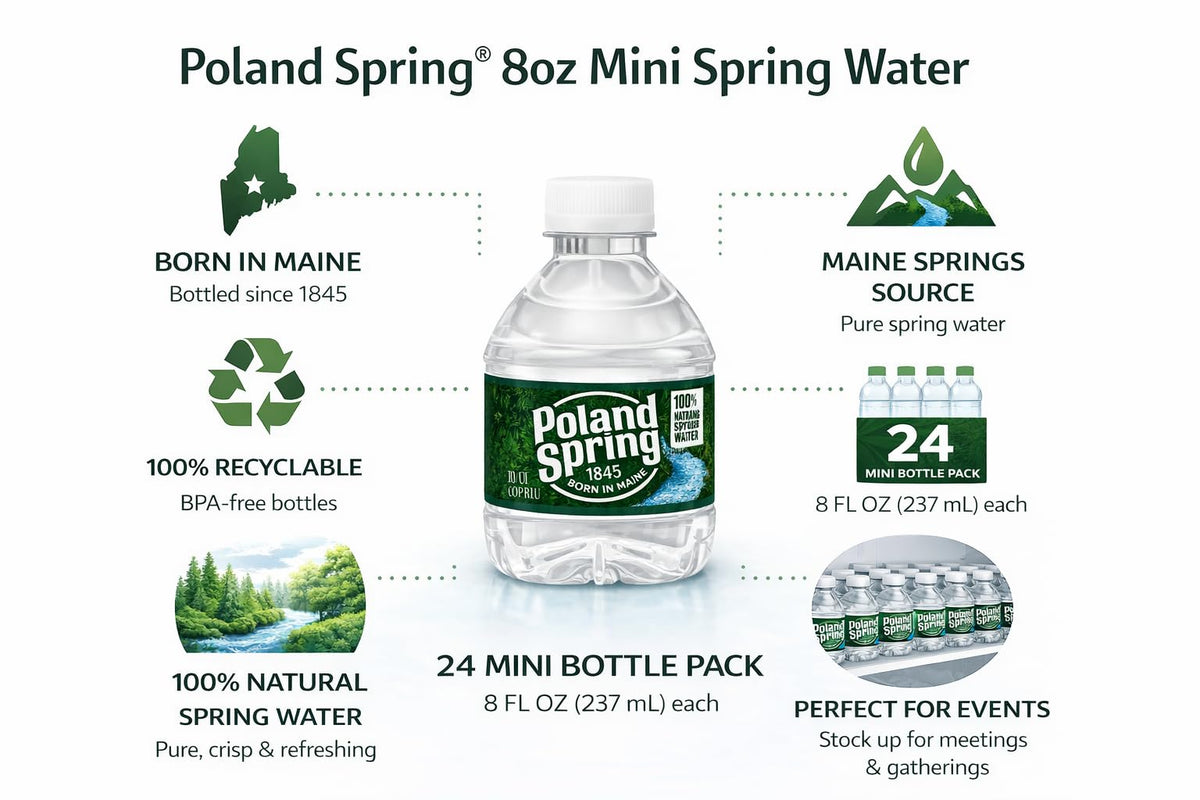 Poland Spring 8 oz Water Bottles – 24 Pack Mini Bottles | Macouba