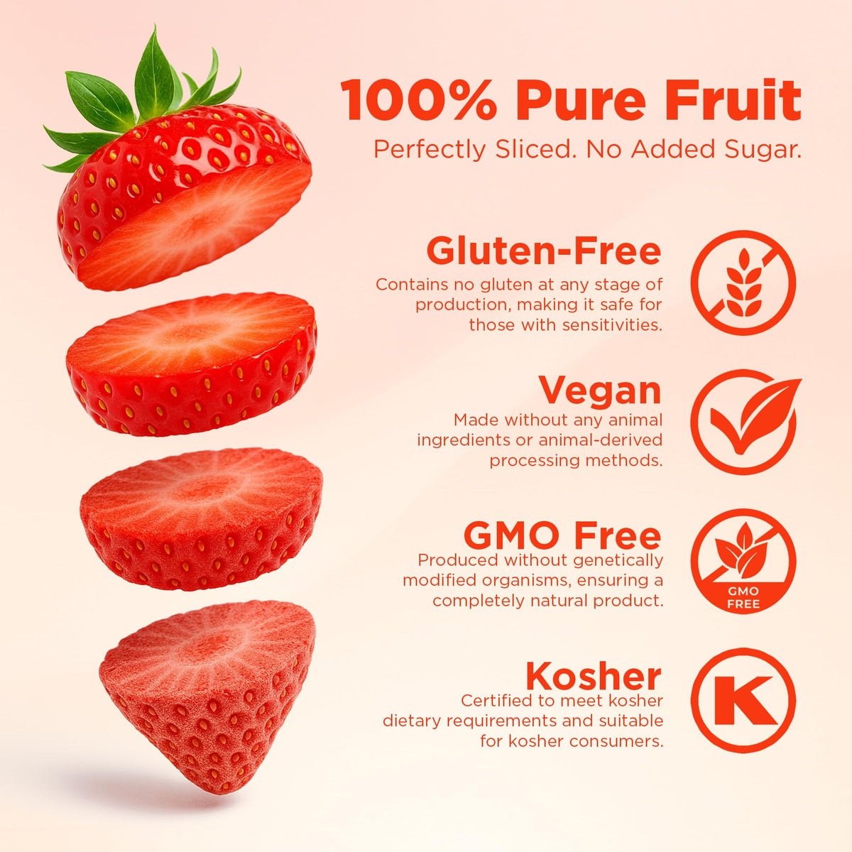 Pol’s Freeze Fresh 6-Pack Sliced Freeze-Dried Strawberries – No Added Sugar, Non-GMO