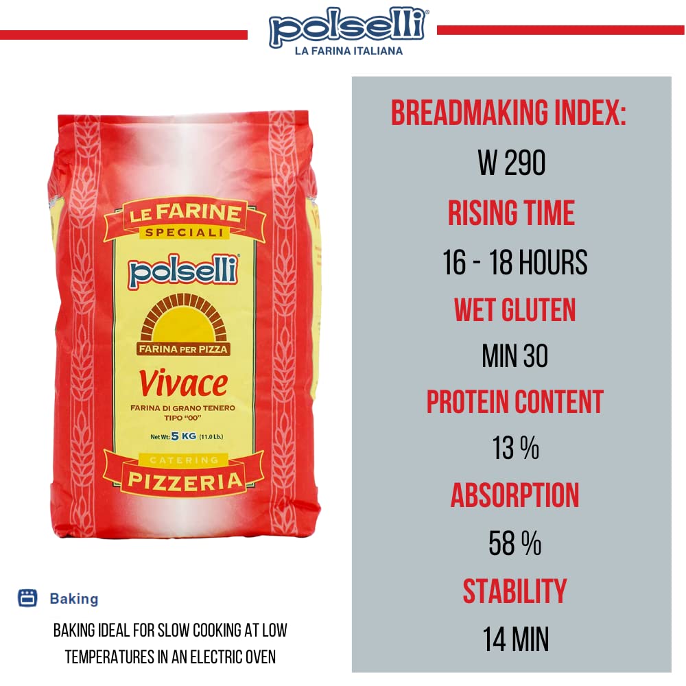 Polselli Vivace Type 00 Flour – 5 kg for Neapolitan Pizza & Pasta