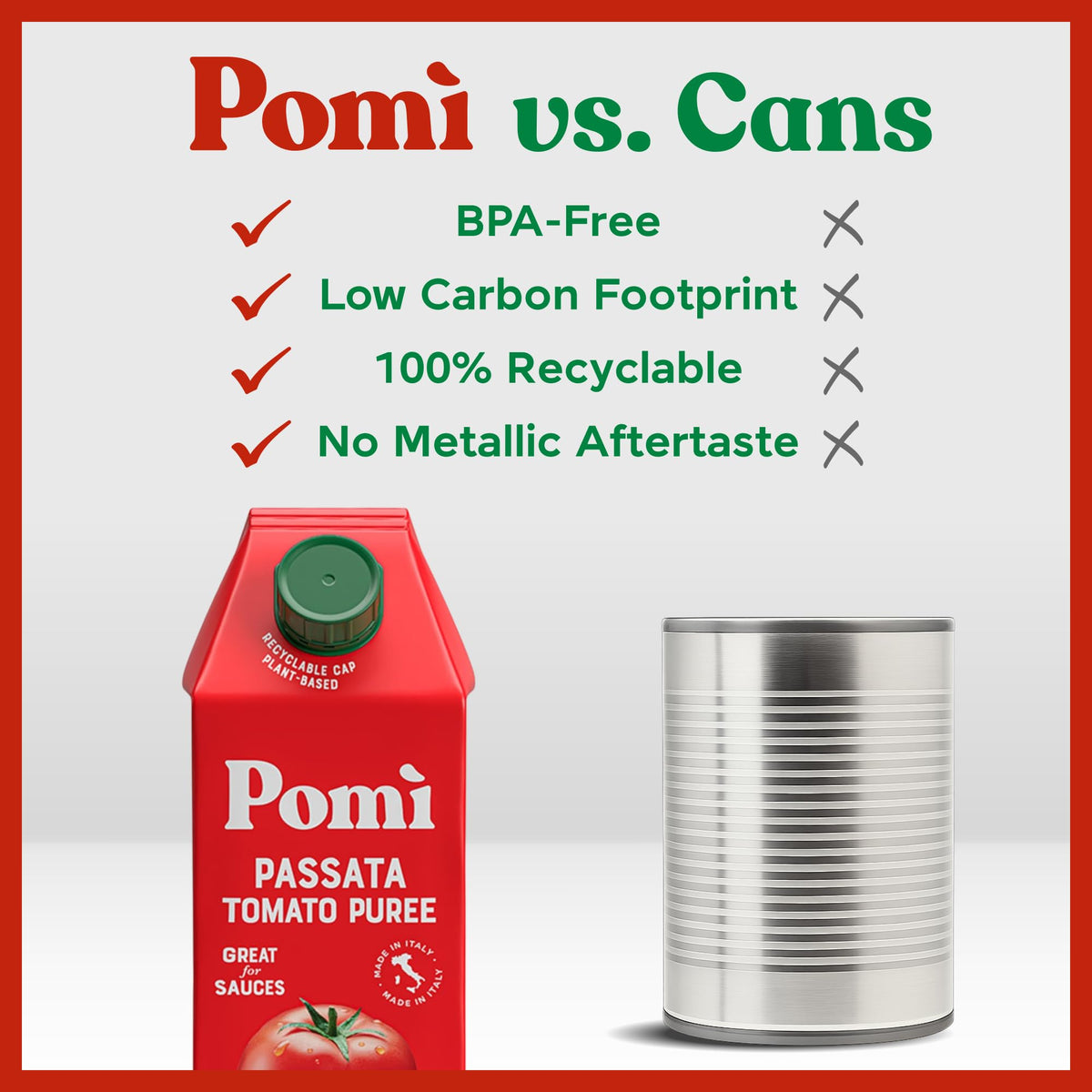 Pomì Tomato Passata 26.46oz (Pack of 6) – 100% Fresh Italian Tomatoes, Creamy Velvet Puree, No Additives, BPA-Free, Gluten-Free