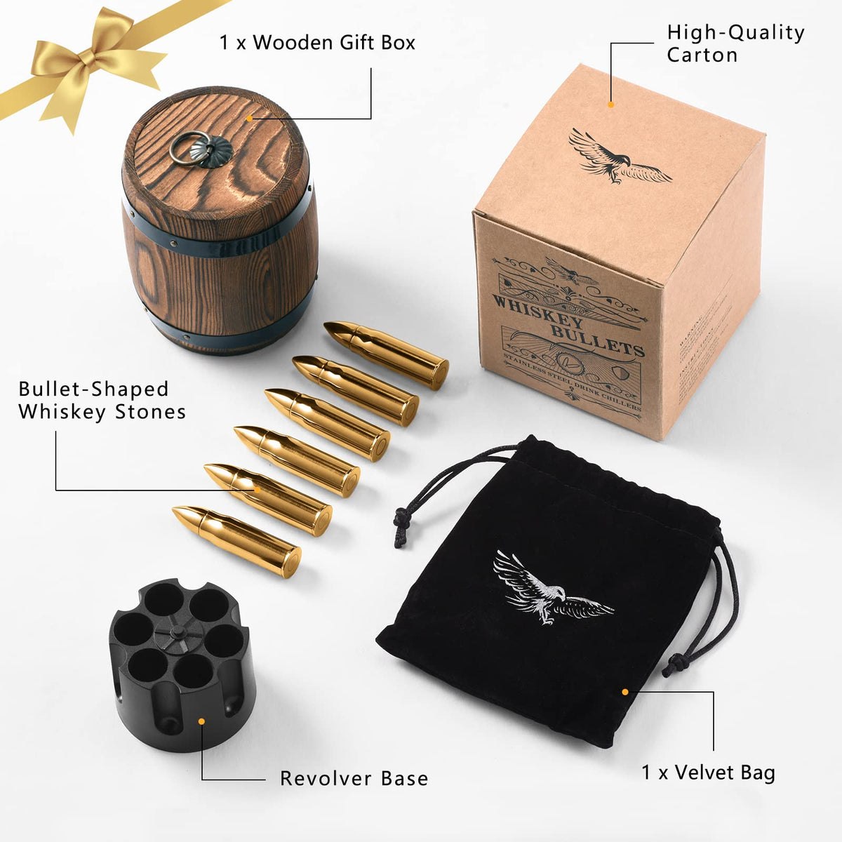 PONPUR Whiskey Stone Gifts for Men – Father's Day, Dad, Husband | Unique Bourbon Accessories