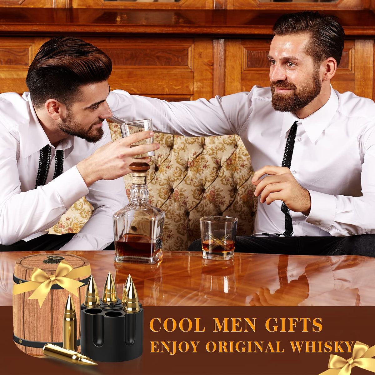 PONPUR Whiskey Stone Gifts for Men – Father's Day, Dad, Husband | Unique Bourbon Accessories