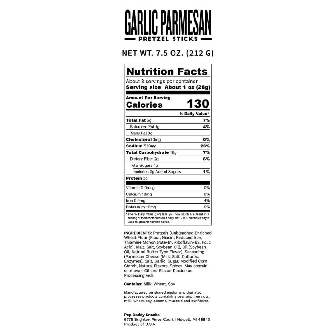 Pop Daddy Garlic Parmesan Pretzels Sticks – 3-Pack Gourmet Snack