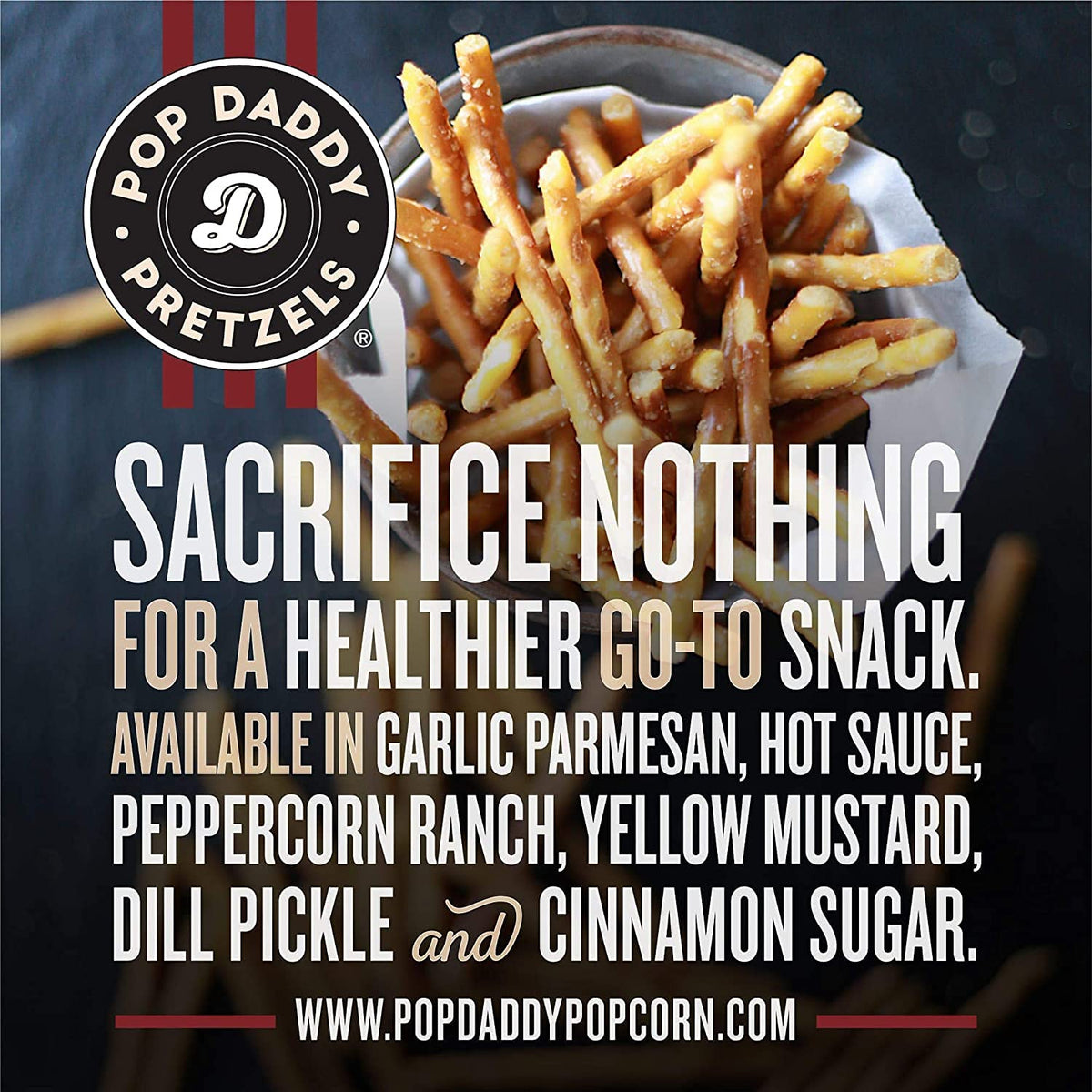 Pop Daddy Flavored Pretzels Sticks – Healthy Gourmet 6 Flavor Variety Pack (7.5oz each)
