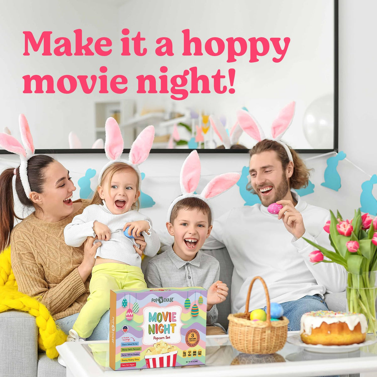 Pop n' Dulge Easter Movie Night Popcorn Gift Set – Gourmet Kernels & 5 Flavors (10 Pack, Non-GMO, Gluten Free)