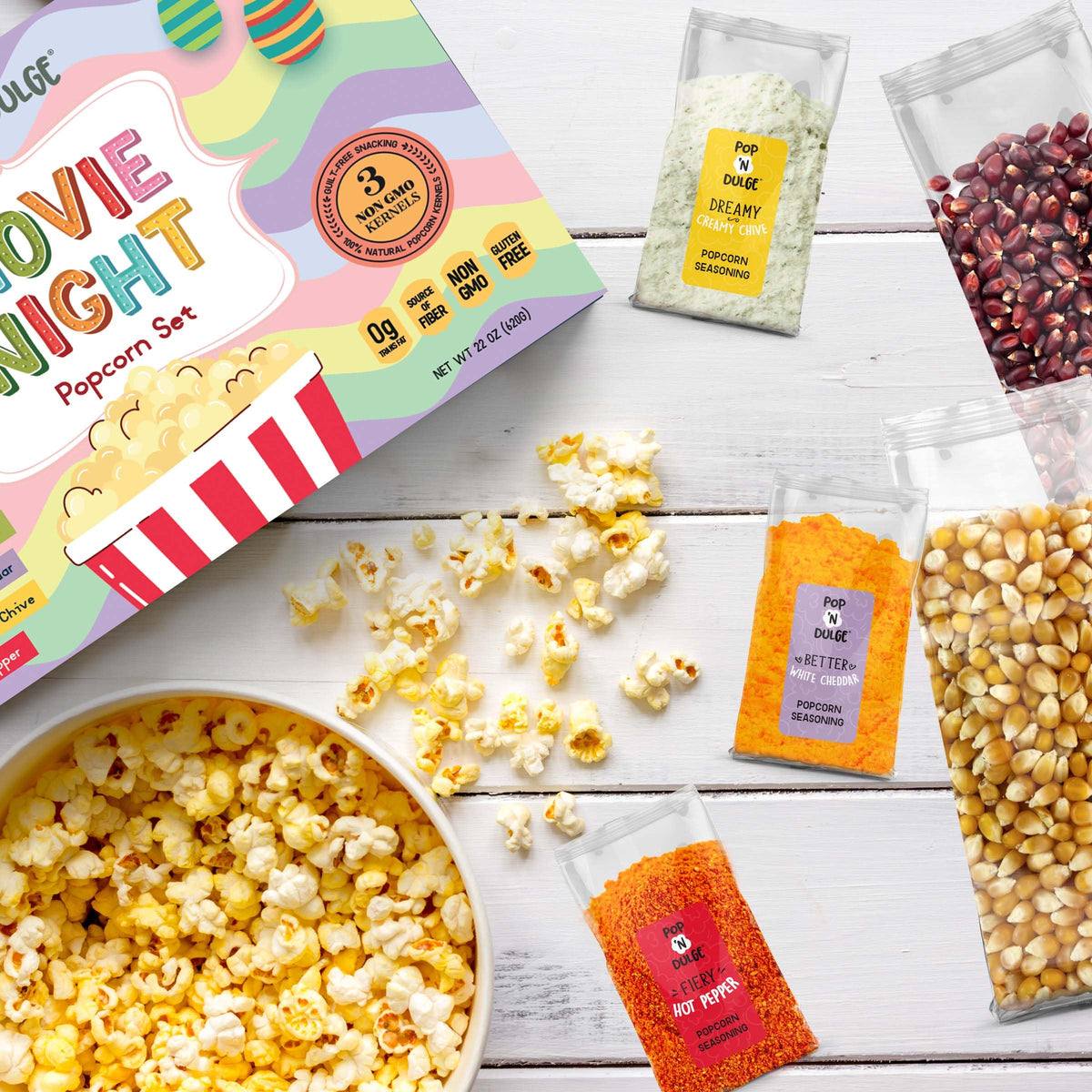 Pop n' Dulge Easter Movie Night Popcorn Gift Set – Gourmet Kernels & 5 Flavors (10 Pack, Non-GMO, Gluten Free)