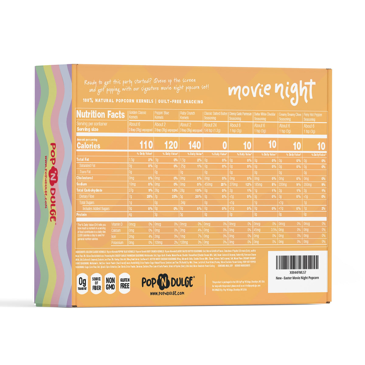 Pop n' Dulge Easter Movie Night Popcorn Gift Set – Gourmet Kernels & 5 Flavors (10 Pack, Non-GMO, Gluten Free)
