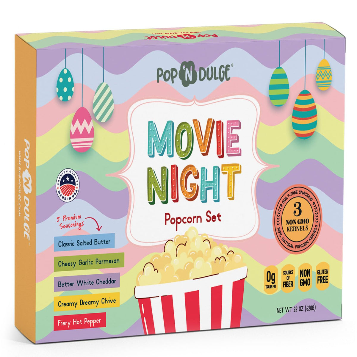 Pop n' Dulge Easter Movie Night Popcorn Gift Set – Gourmet Kernels & 5 Flavors (10 Pack, Non-GMO, Gluten Free)