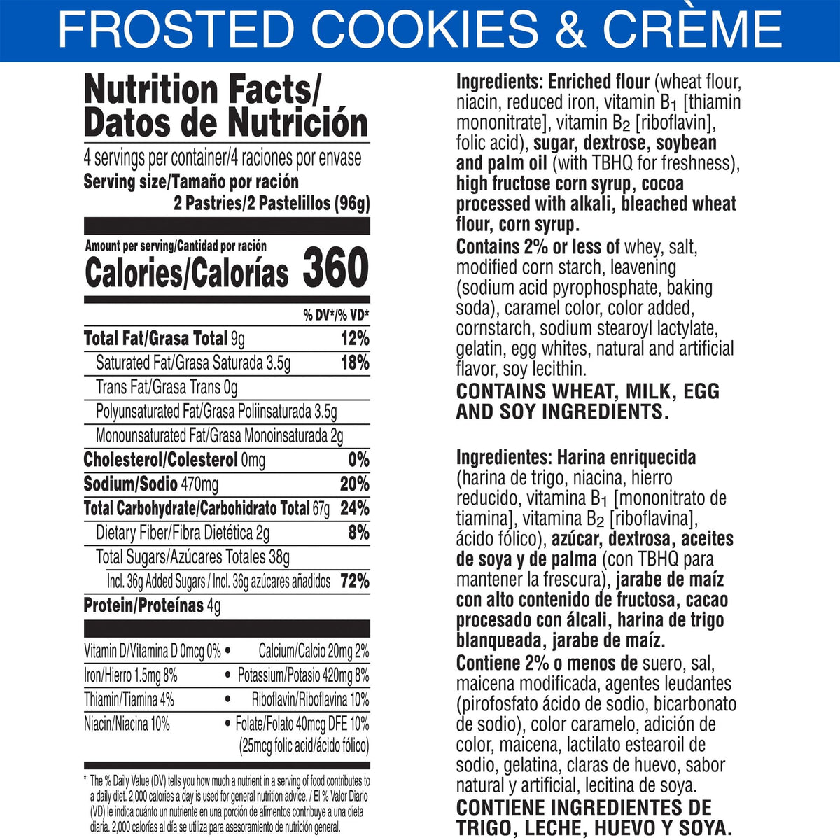 Pop-Tarts Frosted Cookies and Creme Toaster Pastries – 96 Pack | Ready-to-Eat Breakfast & Snacks