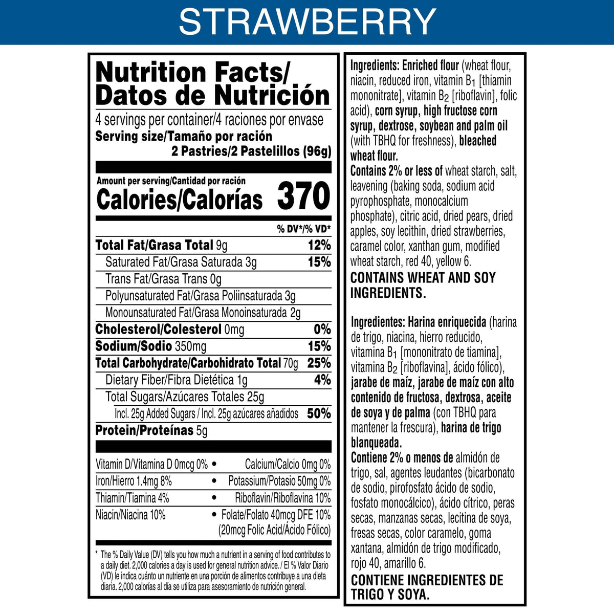 Pop-Tarts Unfrosted Strawberry Toaster Pastries – 96 Count Case