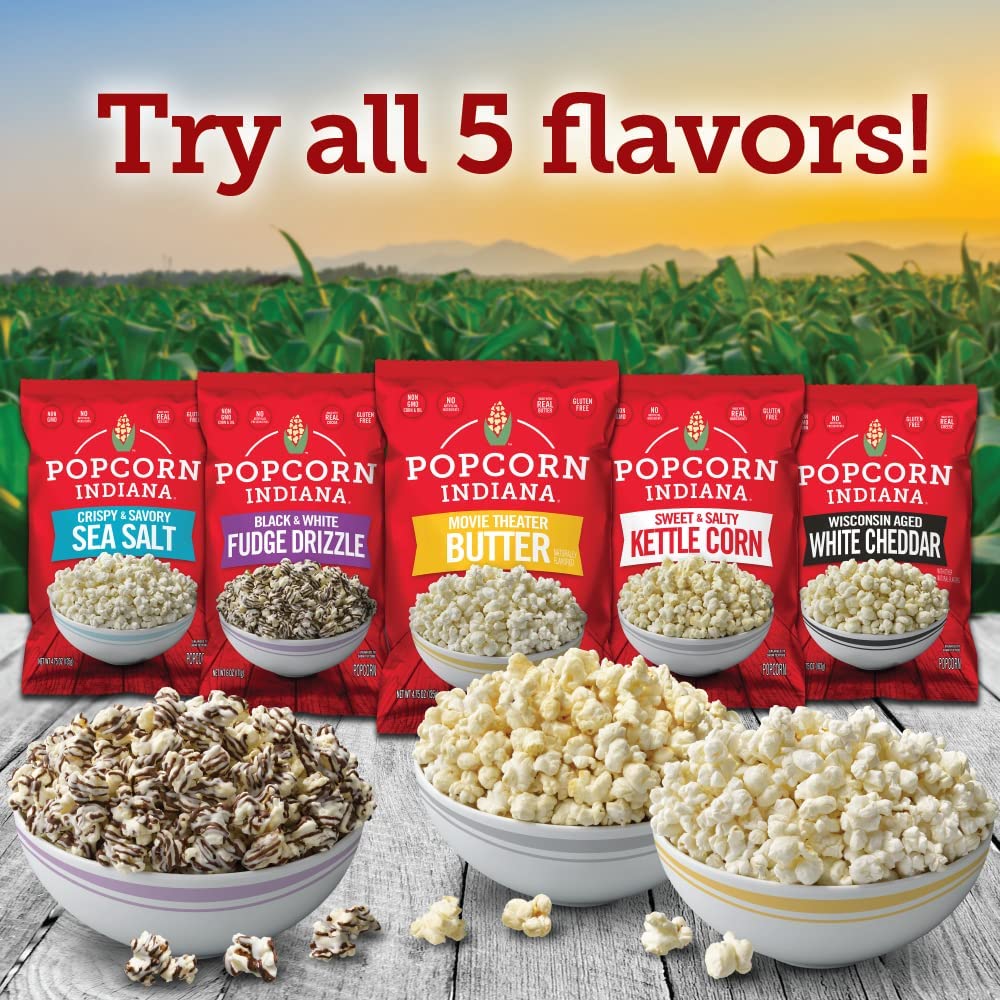 Popcorn Indiana Movie Theater Butter Popcorn – 6 Pack, Real Butter, Gluten Free