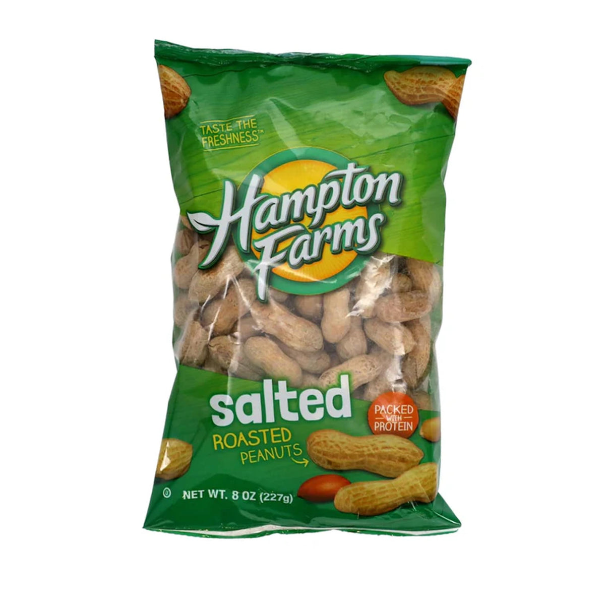 Popcorn Supply Co Hampton's Roasted Salted In-Shell Peanuts, 8 oz Bag (12-Pack)