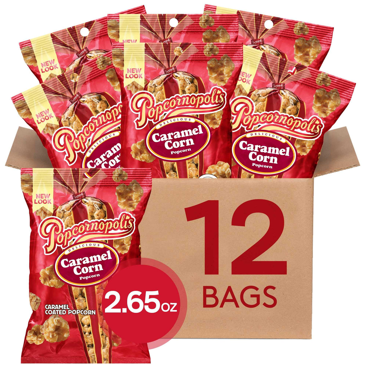 Popcornopolis Caramel Corn 12-Pack — Gourmet Snack, Non-GMO, Gluten-Free