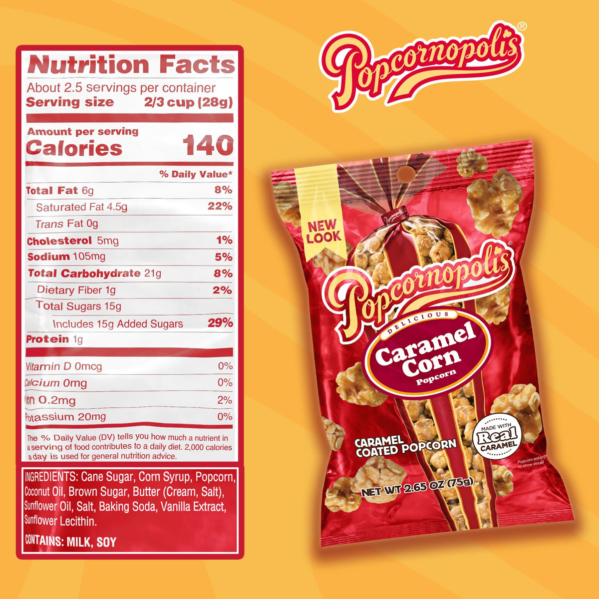 Popcornopolis Caramel Corn 12-Pack — Gourmet Snack, Non-GMO, Gluten-Free