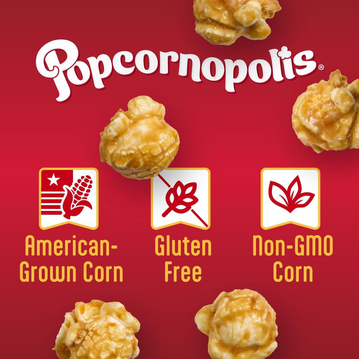Popcornopolis Caramel Corn 12-Pack — Gourmet Snack, Non-GMO, Gluten-Free