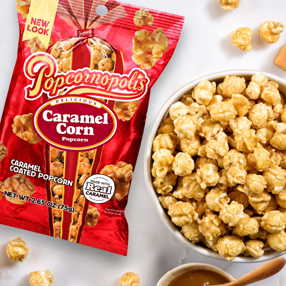 Popcornopolis Caramel Corn 12-Pack — Gourmet Snack, Non-GMO, Gluten-Free