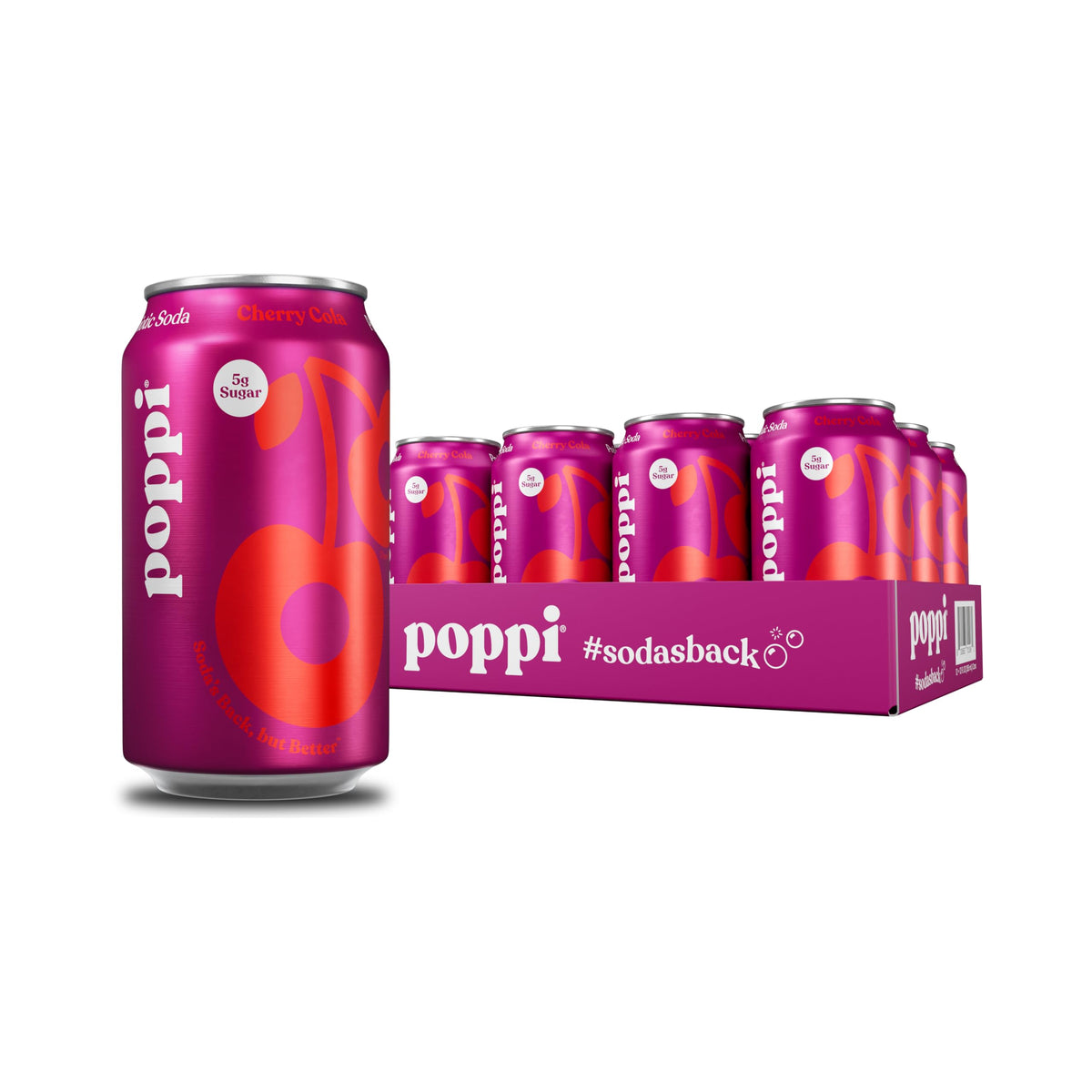 Poppi Cherry Cola Sparkling Prebiotic Soda – 12 Pack