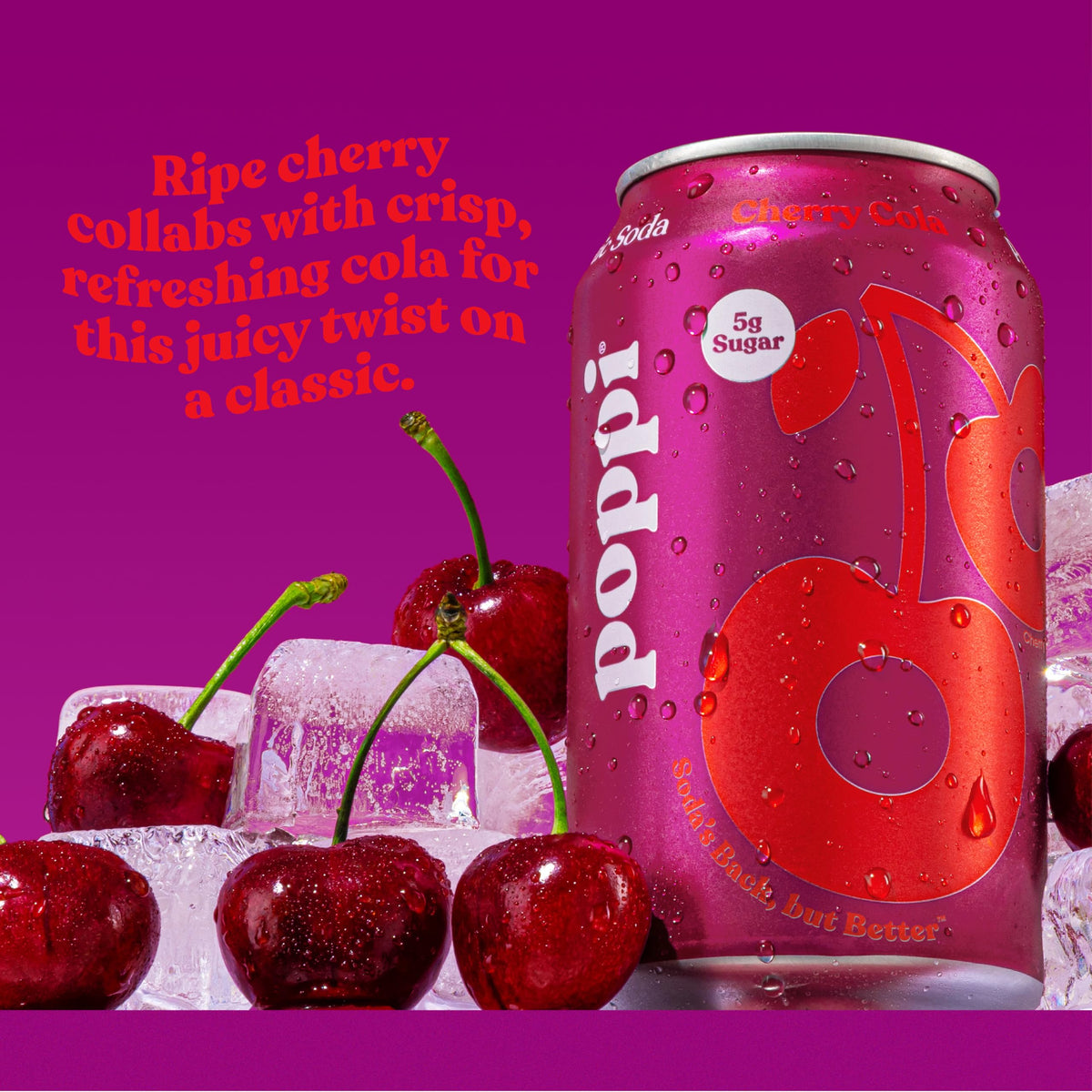 Poppi Cherry Cola Sparkling Prebiotic Soda – 12 Pack